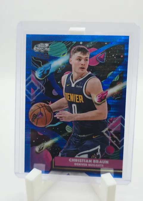Christian Braun 2025-26 Topps Cosmic Chrome Basketball #14 Blue Pulsar Refractor