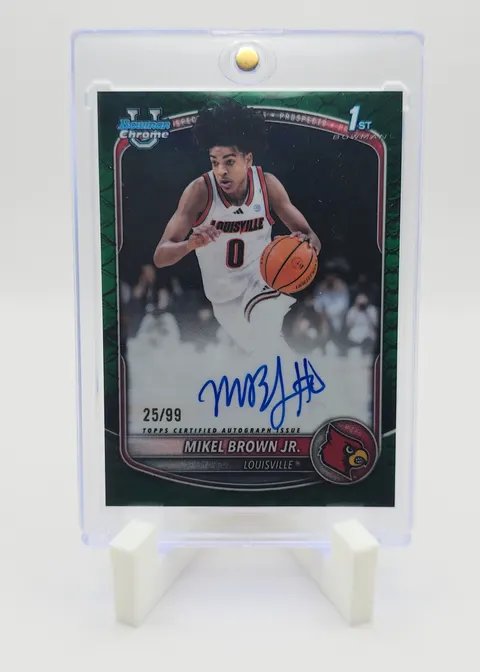 Mikel Brown Jr. 2025-26 Bowman Chrome University Basketball - 1st Bowman Autographs #CPA-MBJ Green Reptilian Refractor
